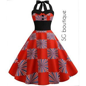 🆕⭐Red retro patriotic flag dress